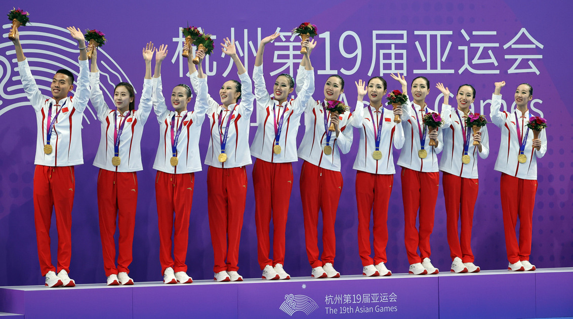 中國隊花樣游泳集體奪金